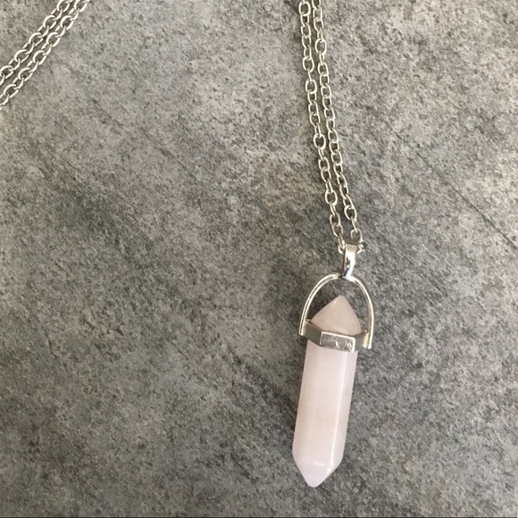 Rose Quartz Silver Toned Healing Point Necklace. - Picture 4 of 8